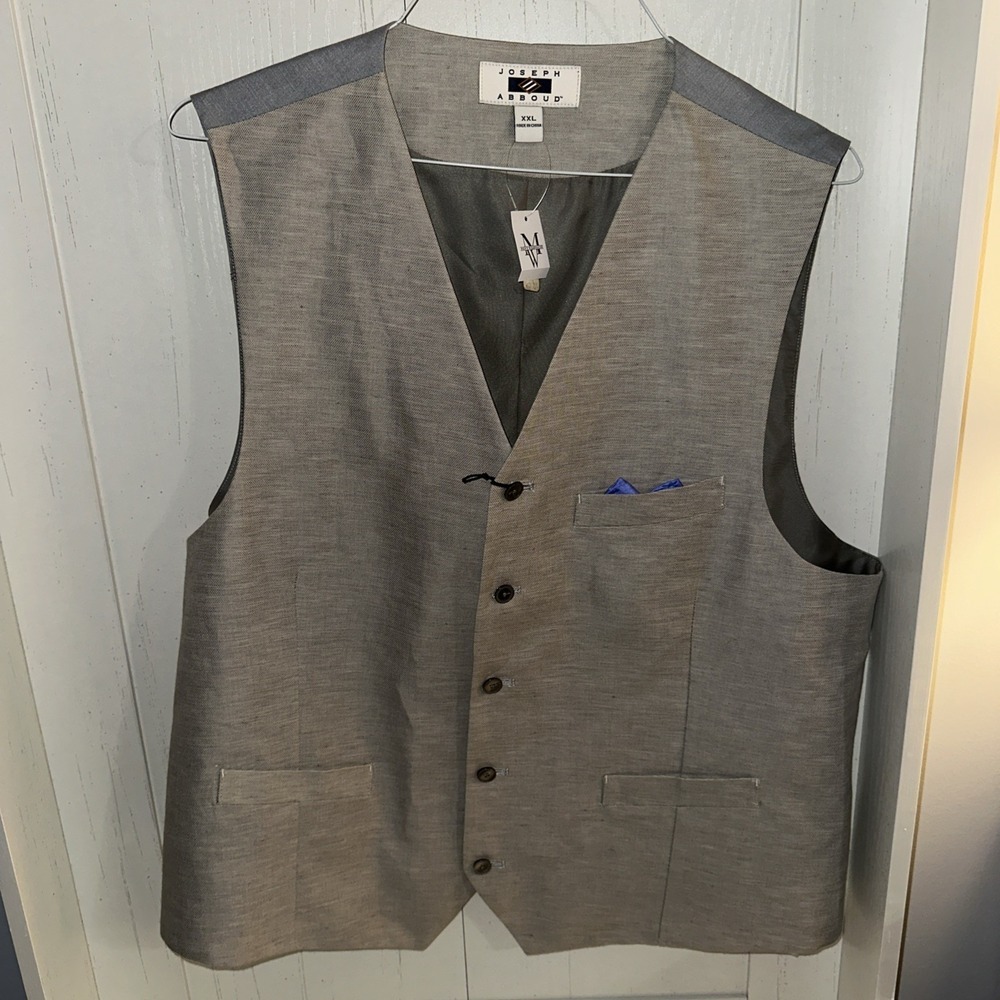 Joseph Abboud Vest Mens Size Medium  Gray 5-Button Sleeveless Linen blend